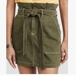 Free People Olive Green Paperbag Waist Mini Skirt